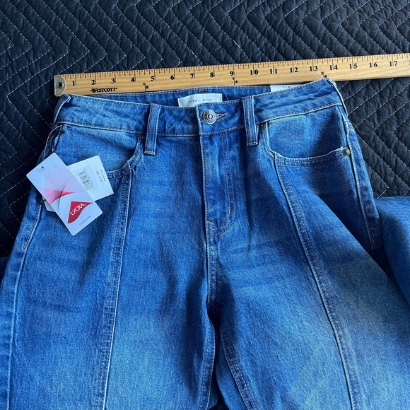 Bootbarn Cleo + Wolf Jeans Womens Size 25x27 Blue High Rise Straight Seamed NEW - Picture 11 of 15